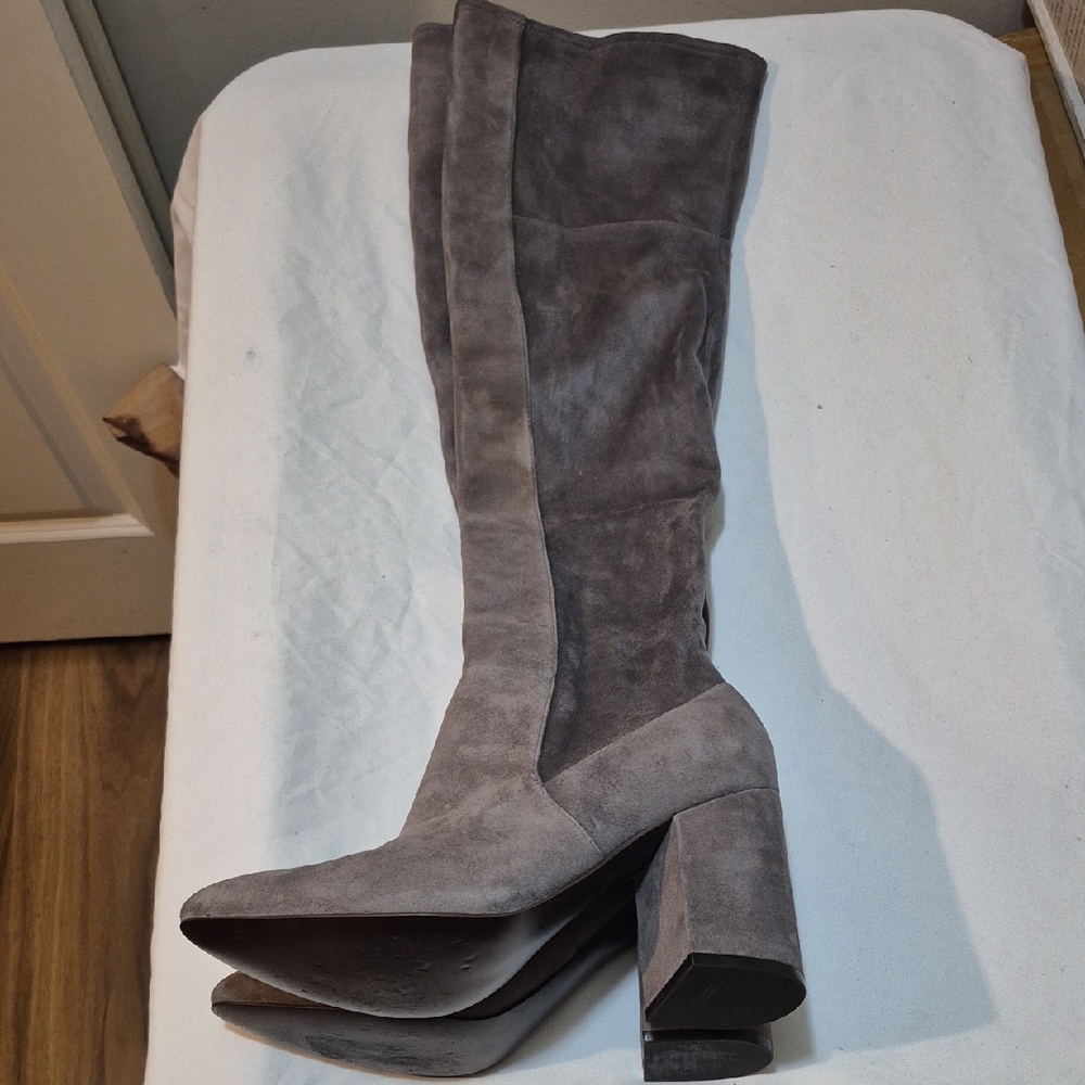 Cole Haan Over the Knee Gray Suede Boots